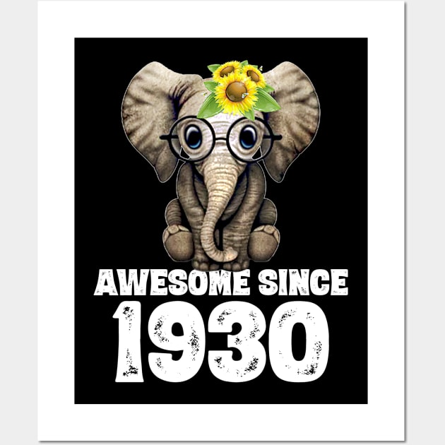 Awesome since 1930 90 Years Old Bday Gift 90th Birthday Wall Art by DoorTees